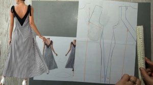 Моделирование. Фалда сбоку, фалды по всему объёму платья. Выкройка № 1641.