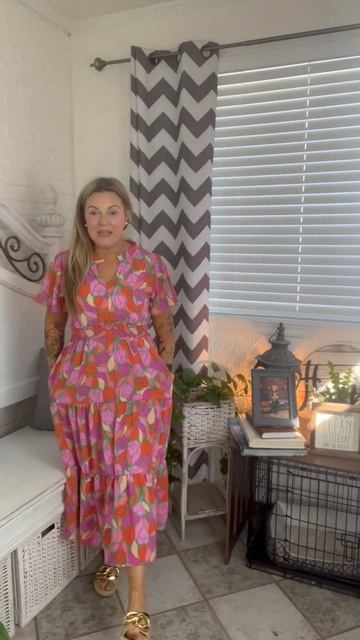 Always A Fan Pink & Orange Floral Smocked Waist Maxi Dress