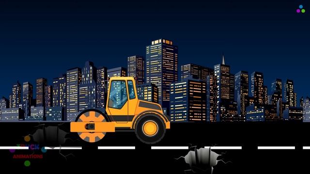 Мультики про грузовики и трактор, Дорожный каток, полицейская машин, уличные машины для детей смотреть онлайн