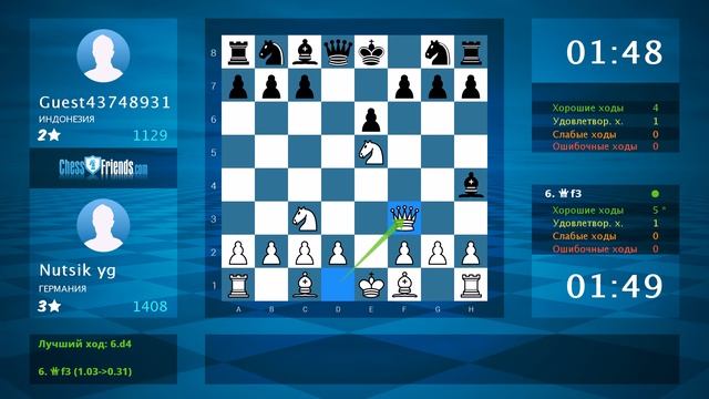 Chess Game Analysis: Nutsik yg - Guest43748931 : 1-0 (By ChessFriends.com) смотреть онлайн