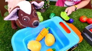 Игры в магазин для детей - Учим овощи с Машей Капуки - Обучающее видео
