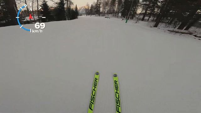 Манжерок - самый быстрый спуск по красной трассе на горных лыжах для скоростного спуска из проката смотреть онлайн