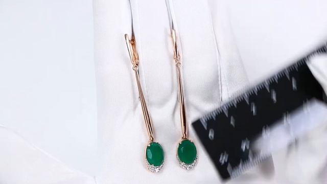 Серьги из золочёного серебра AQUAMARINE с фианитом и агатом А4720209А-п смотреть онлайн