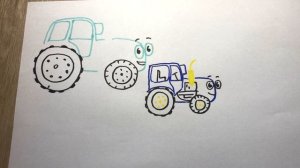 Як намалювати Трактор. Как нарисовать Тракторенок. Как Акуленок