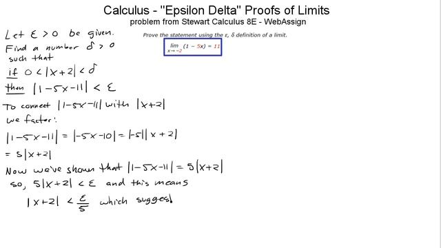 Calc 1.7 WebAssign - Limit Proof with Epsilon Delta - James Stewart 8E смотреть онлайн