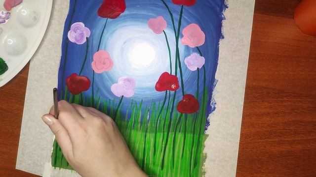 МК Рисуем маки гуашью в честь Дня счастья смотреть онлайн