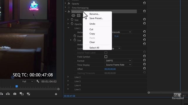 Metadata & Timecode Burn-in In Adobe Premiere Pro