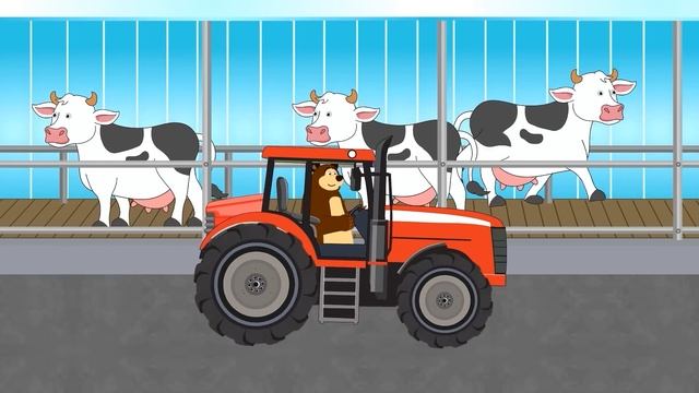 The Bear Farm Life: Front Loader Tractor and Collecting Bales of Straw | Funny Vehicles Farm смотреть онлайн