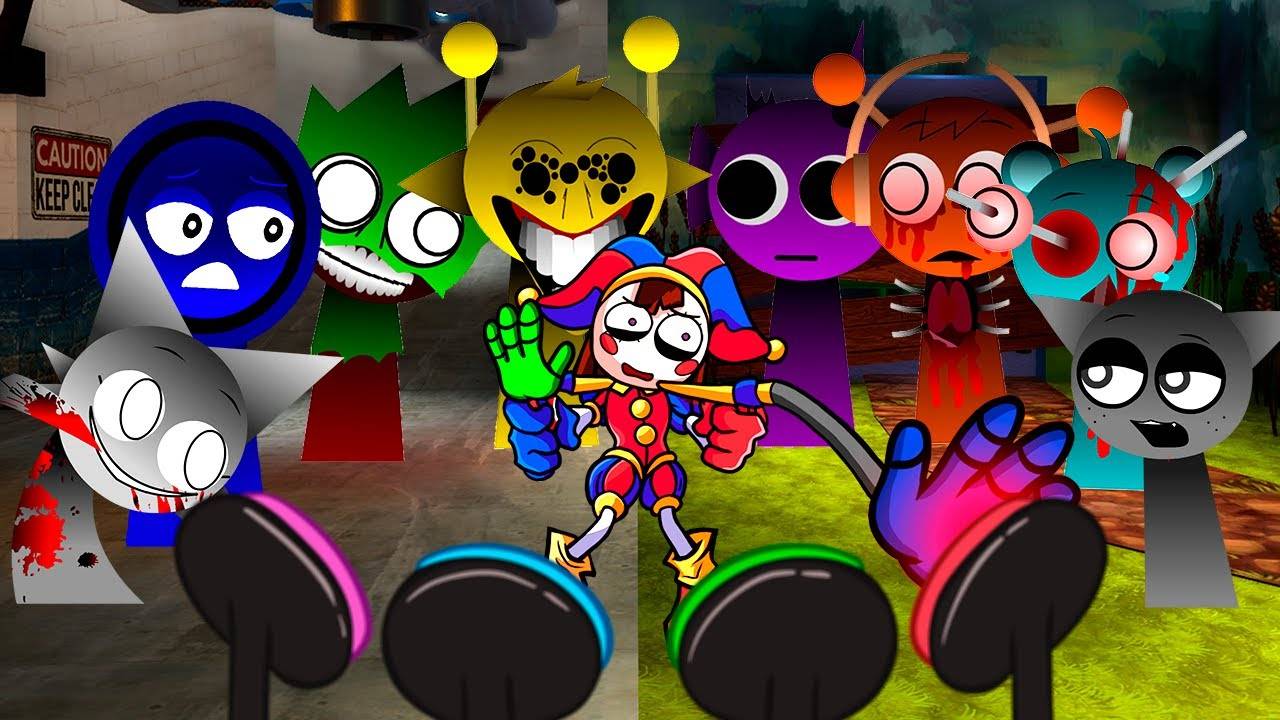 Хоррор спрунки против помни из цифрового цирка. FNF battle смотреть онлайн