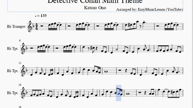 Trumpet Sheet Music: How to play Detective Conan Main Theme by Katsuo Ono смотреть онлайн