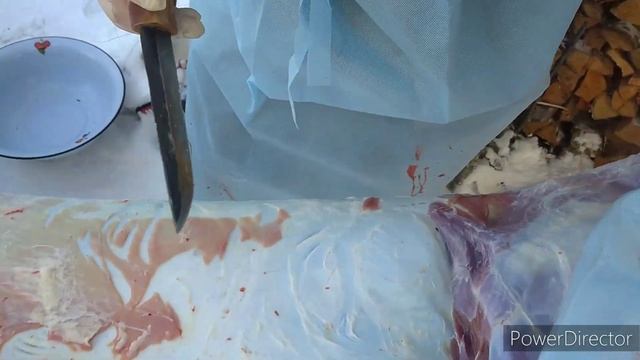 Якутский нож, разделка козла на морозе -25° смотреть онлайн