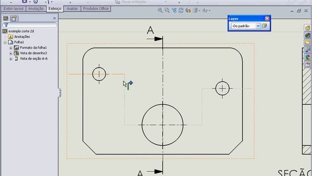 Vistas de corte com desvio 2d Solidworks 2010 смотреть онлайн