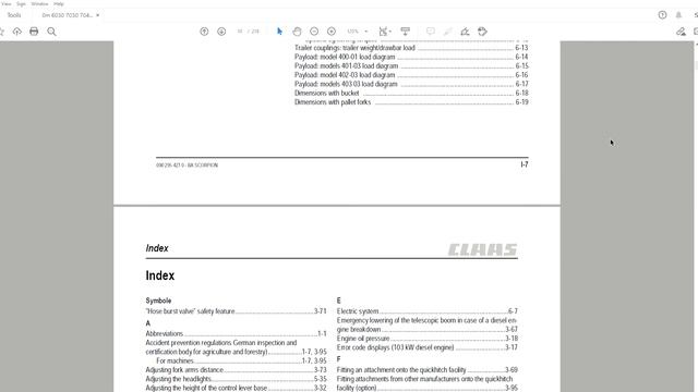 Claas Scorpion 6030 7030 7040 7045 Telehandlers - Operator's Manual