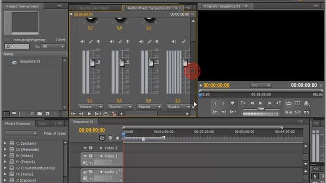 Панели и окна в  adobe premiere