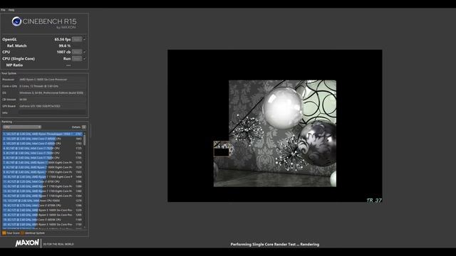 AMD RyZen 5 1600X & GeForce GTX 1060 Cinebench R15 test смотреть онлайн