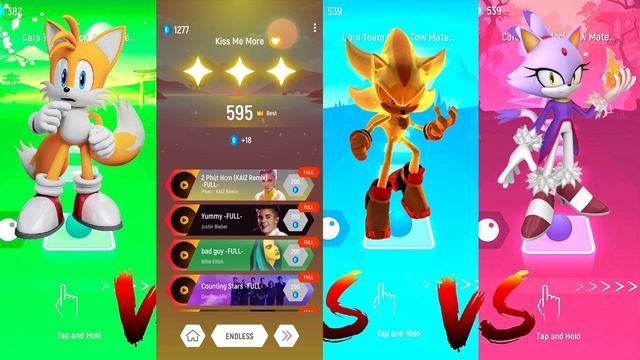 Tails vs Knuckles vs Super Sonic vs Blaze the Cat | Tiles Hop Edm Rush смотреть онлайн