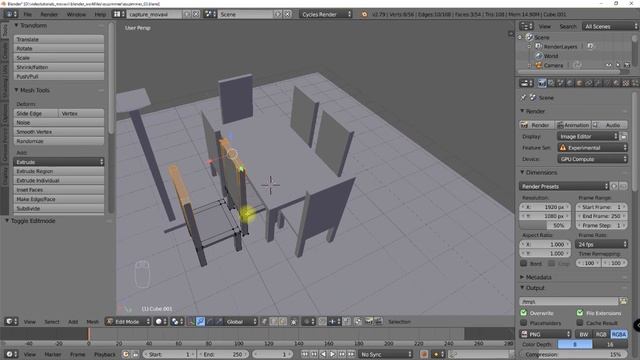 Blender V2.79 - Basics - Esstisch mit Stühlen - noch ein paar Tips und Erweiterungen смотреть онлайн