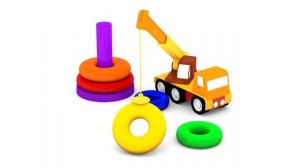 Мультики для малышей. 4 машинки.Строительные машины и пирамида