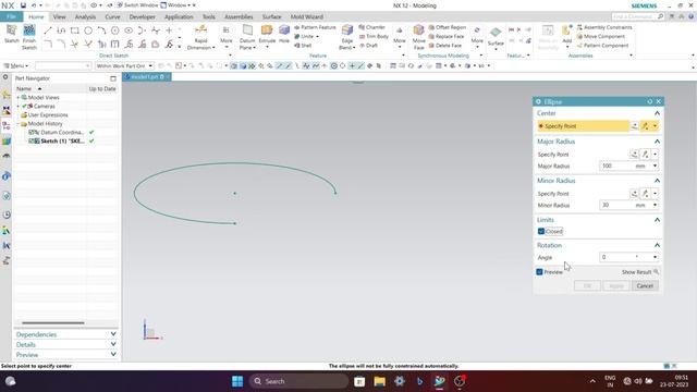 Seimens UG-NX | Tutorial 04 | Basic sketch | part 02 | Polygon | Ellipse | Conic | Spline | Point смотреть онлайн