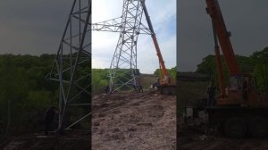 Подъём анкерной опоры.. ЛЭП 110-1+5
