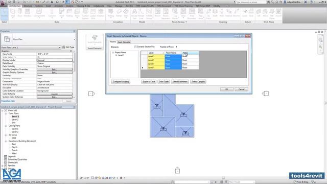 AGA-CAD - Insert Elements - 1 Step - Insert Point Based Family (Furniture) into Rooms смотреть онлайн