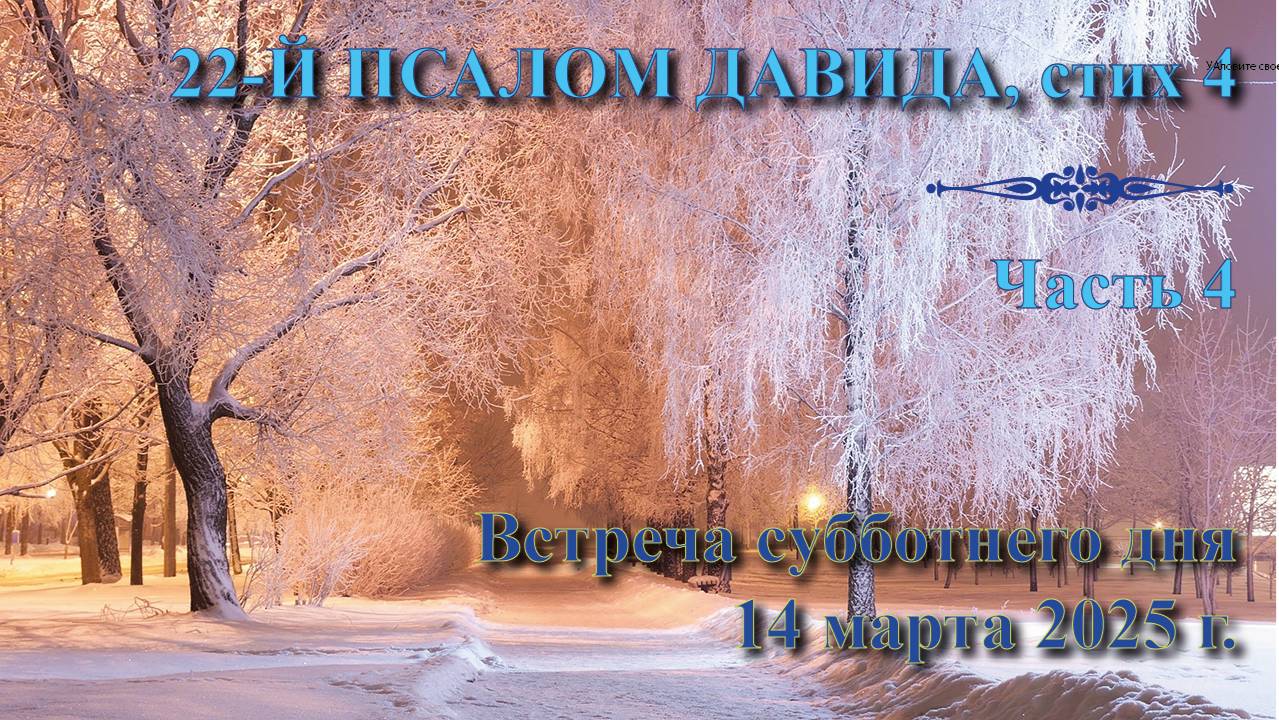 14.03.2025. Встреча субботы: пастор Владимир Вачев. Встреча 4. 22-й псалом Давида, стих 4. смотреть онлайн