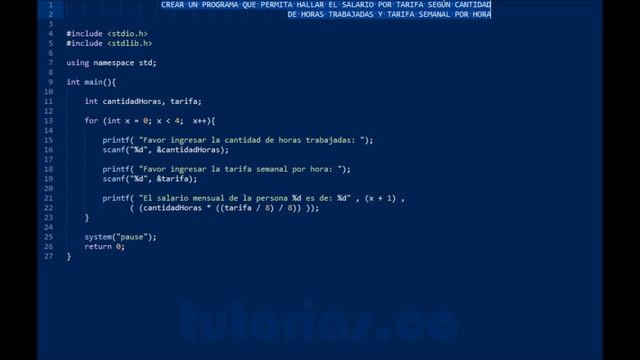 Ciclo For – Turbo C (salario Mensual Por Tarifa)