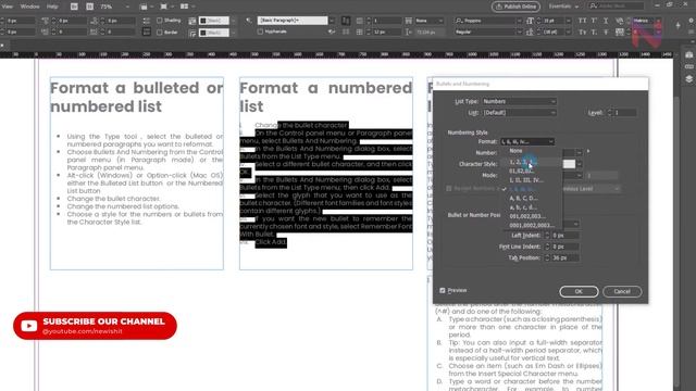 Adobe InDesign Bangla Tutorial 2020 | Text Paragraph Format | Auto Bullet & Numbering | Part-5 смотреть онлайн
