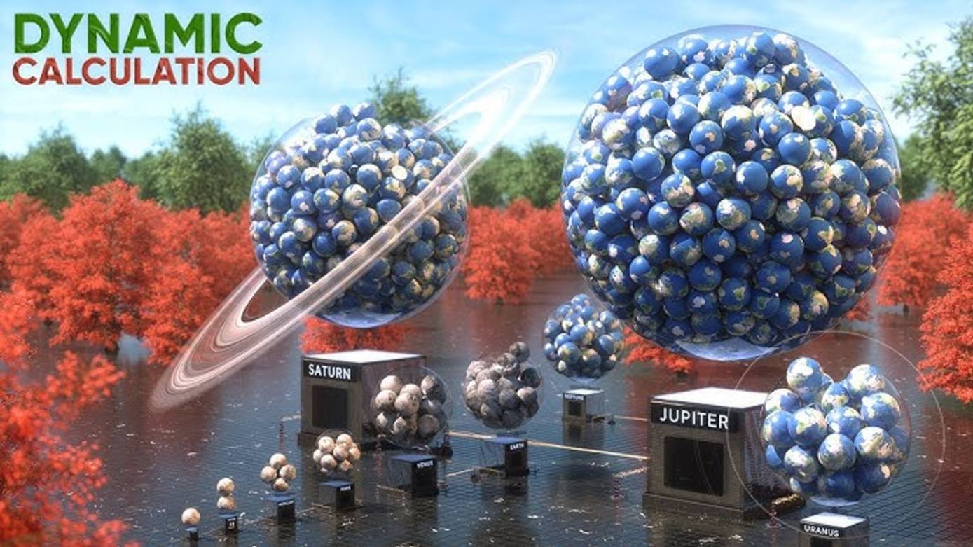 Сколько планет может поместиться внутри каждой планеты Солнечной системы | 3D смотреть онлайн