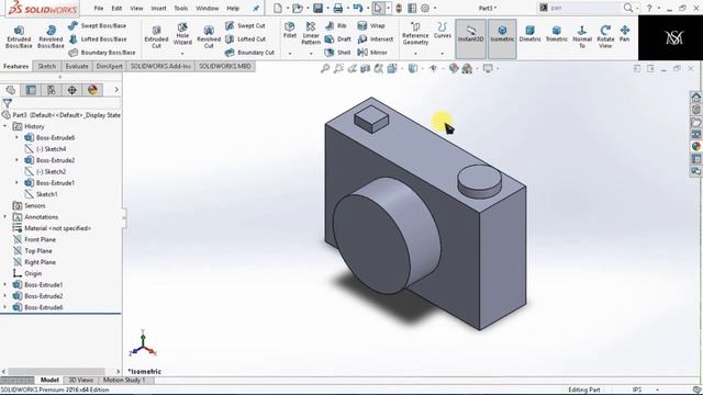 Solidworks TUTORIAL how to draw simple camera смотреть онлайн