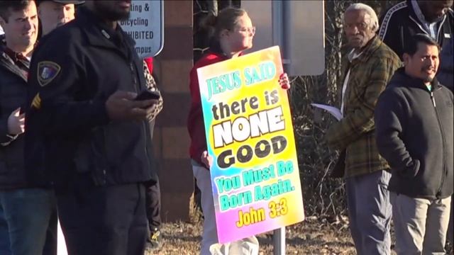 Protestors gather outside elementary school in Cordova over After School Satan Club смотреть онлайн