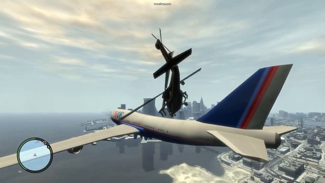 GTA 4 Landing with helicopter on plane смотреть онлайн