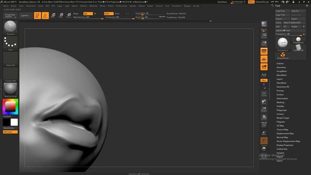 Mouth Sculpt  Zbrush 4r8  , Zbrush Tutorial Zbrush Beginner