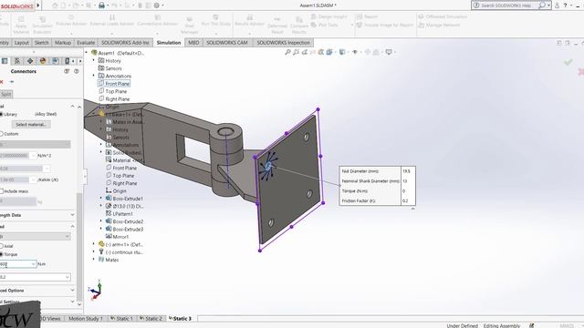 SolidWorks Simulation : Static Analysis of an assembly and optimization смотреть онлайн