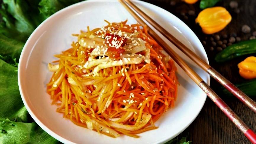 Хе из Кальмаров с Морковью(без Эссенции)/Салат из Морепродуктов/Рецепт Закуски 2021/(0+) смотреть онлайн