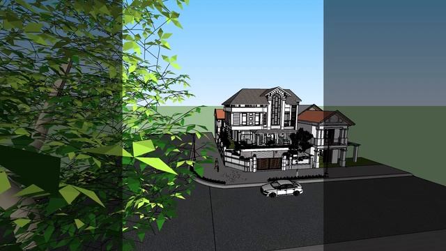 exterior house scene in sketchup | sketchup 2024 | house design смотреть онлайн