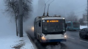 «Через пар!» Троллейбус «Мегаполис» ТролЗа-5265.00 №1328 по маршруту №37 на пр.Ветеранов, февраль