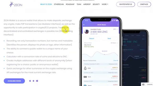 ZEON (ZNC) ICO ОБЗОР смотреть онлайн