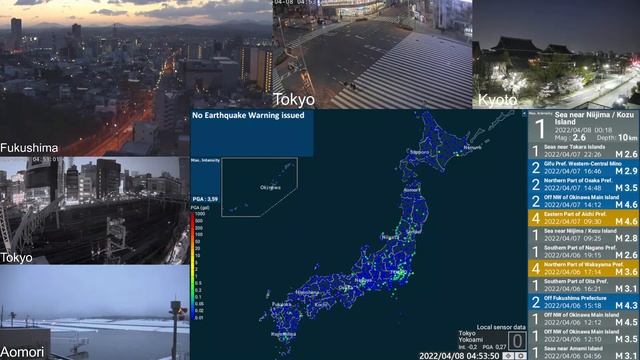 (LIVE) - JAPAN Earthquake Early Warning with live cameras (Miyagi, Tokyo, Kyoto) смотреть онлайн