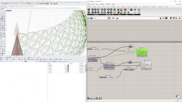 Grasshopper & Rhino how to create triangulated subdivisions with curve attractor gradient pattern смотреть онлайн