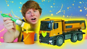 Автомастерская: клеим светоотражающие наклейки! Видео про машинки для мальчиков и игры в стройку