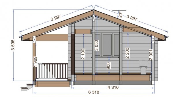 Баня из клееного бруса по проекту Кд188