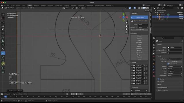 Blender Addon 中文教學 》CAD Sketcher  CAD草圖繪製 Part 2 #blender #cad #addon