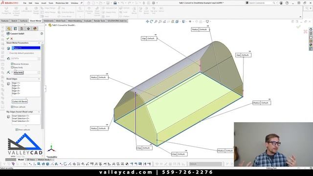 Convert to Sheet Metal | Take a Break with Valley CAD | SOLIDWORKS Training смотреть онлайн
