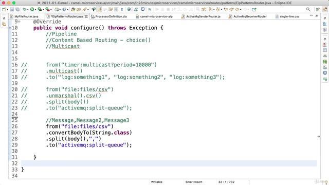 4_3. Step 03 - Exploring Splitter Enterprise Integration Pattern in Camel смотреть онлайн