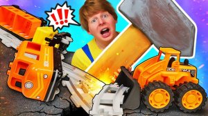 Бульдозер сломал железную дорогу?  Видео для детей про игрушки и машинки
