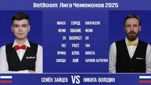 "BetBoom Лига Чемпионов 2025". C.Зайцев (RUS) - Н.Володин (RUS). Св.пирамида. 17.03.25 в 21.55