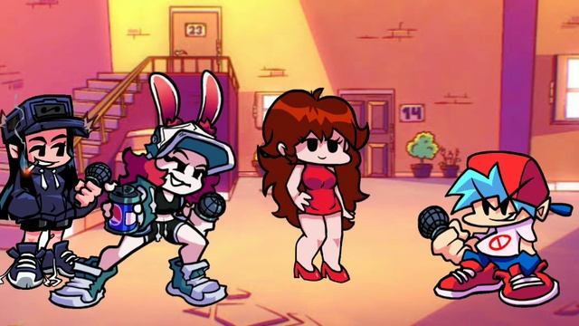 Su Vecindad But Cassette Girl & Skarlet Bunny & Boyfriend Sing It || FNF