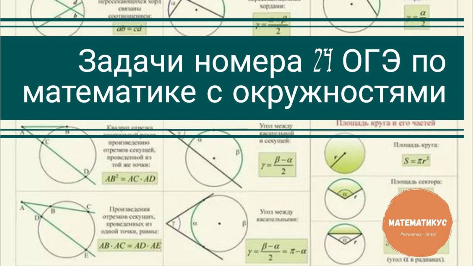 Задачи номера 24 ОГЭ по математике с окружностями