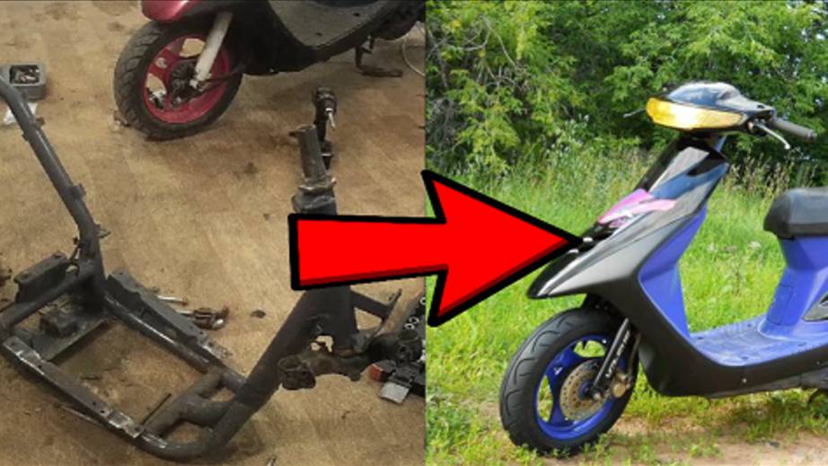 Сборка Honda dio 28zx с нуля! Установка деталей на рамму.